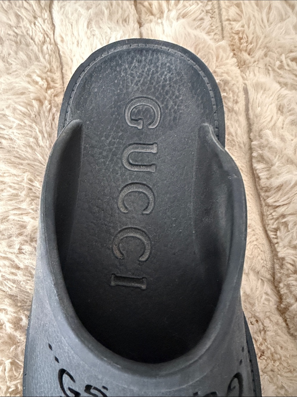 Gucci Black Perforated GG Platform Clog Mules - Picture 2 of 5